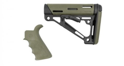 Butt stock Hogue AR15/M16 Kit, Beavertail Grip and OverMold Collapsible Buttstock - O.D. Green
